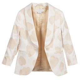 Stella McCartney Kids-Girls Beige Hearts Blazer | Childrensalon Outlet