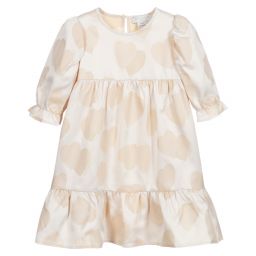 Stella McCartney Kids-Бежевое платье с сердечками для девочек | Childrensalon Outlet