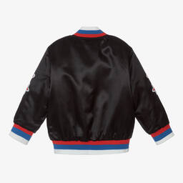 Stella McCartney Kids-جاكيت بومبر ساتان لون أسود للبنات | Childrensalon Outlet