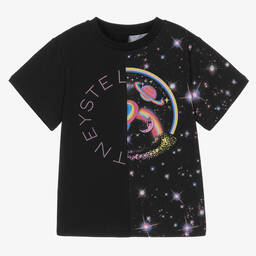 Stella McCartney Kids-Черная хлопковая футболка | Childrensalon Outlet