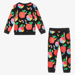 Stella McCartney Kids-Черный спортивный костюм из хлопка для девочек | Childrensalon Outlet