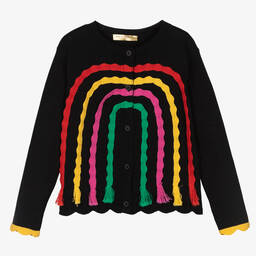 Stella McCartney Kids-Girls Black Glitter Rainbow Cardigan | Childrensalon Outlet