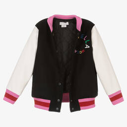 Stella McCartney Kids-Girls Black & Ivory Bomber Jacket | Childrensalon Outlet