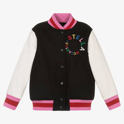 Stella McCartney Kids-Girls Black & Ivory Bomber Jacket | Childrensalon Outlet