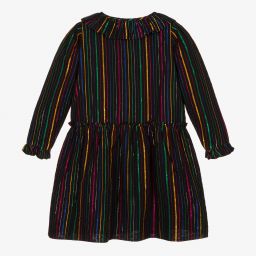Stella McCartney Kids-Черное платье с люрексом в полоску для девочек | Childrensalon Outlet