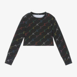 Stella McCartney Kids-Черный спортивный топ для девочек (UPF50+) | Childrensalon Outlet