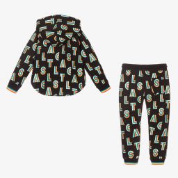 Stella McCartney Kids-Черный спортивный костюм с радужным принтом для девочек | Childrensalon Outlet