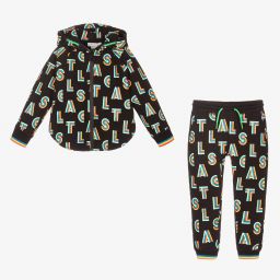 Stella McCartney Kids-Черный спортивный костюм с радужным принтом для девочек | Childrensalon Outlet
