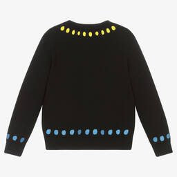 Stella McCartney Kids-Girls Black Tulips & Hearts Knit Cardigan | Childrensalon Outlet
