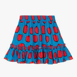 Stella McCartney Kids-تنورة فيسكوز صديق للبيئة لون أزرق وأحمر | Childrensalon Outlet