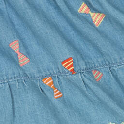 Stella McCartney Kids-Girls Blue Cotton Chambray Bow Dress | Childrensalon Outlet