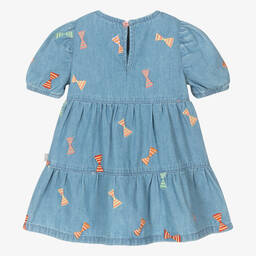 Stella McCartney Kids-Girls Blue Cotton Chambray Bow Dress | Childrensalon Outlet