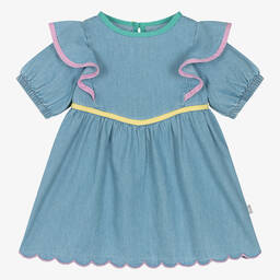Stella McCartney Kids-Girls Blue Cotton Chambray Dress | Childrensalon Outlet