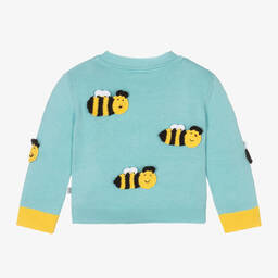 Stella McCartney Kids-Girls Blue Cotton Knit Bee Cardigan | Childrensalon Outlet