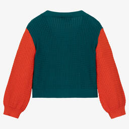 Stella McCartney Kids-Girls Blue Cotton & Wool Knit Cardigan | Childrensalon Outlet