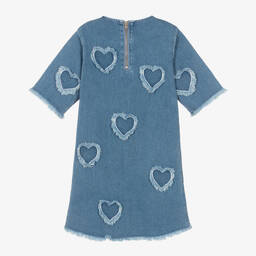 Stella McCartney Kids-Girls Blue Denim Heart Dress | Childrensalon Outlet