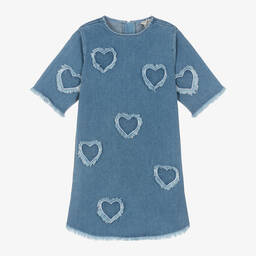Stella McCartney Kids-Girls Blue Denim Heart Dress | Childrensalon Outlet
