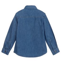 Stella McCartney Kids-قميص قطن دنيم مطرز لون أزرق للبنات | Childrensalon Outlet