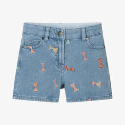 Stella McCartney Kids-Girls Blue Embroidered Denim Shorts | Childrensalon Outlet