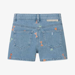 Stella McCartney Kids-Girls Blue Embroidered Denim Shorts | Childrensalon Outlet