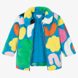 Stella McCartney Kids-معطف فرو صناعي لون أزرق للبنات | Childrensalon Outlet