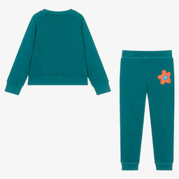 Stella McCartney Kids-Girls Blue Floral Cotton Tracksuit | Childrensalon Outlet