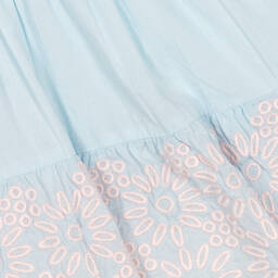 Stella McCartney Kids-Голубое платье из органического хлопка с вышивкой | Childrensalon Outlet