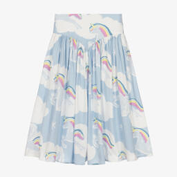 Stella McCartney Kids-Голубая юбка с радугами и единорогами | Childrensalon Outlet
