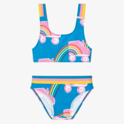 Stella McCartney Kids-Girls Blue Roller Skate Print Bikini (UPF50+) | Childrensalon Outlet