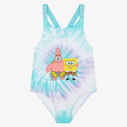 Stella McCartney Kids-Girls Blue SpongeBob Swimsuit (UPF50+) | Childrensalon Outlet