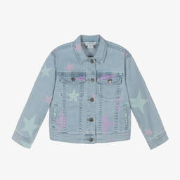 Stella McCartney Kids-Голубая джинсовая куртка со звездами для девочек | Childrensalon Outlet