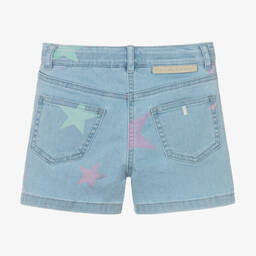 Stella McCartney Kids-شورت قطن عضوي دنيم لون أزرق بطبعة نجوم للبنات | Childrensalon Outlet