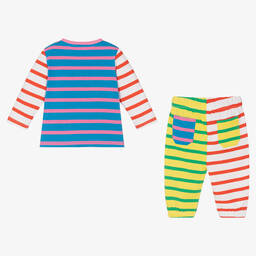 Stella McCartney Kids-طقم بنطلون أطفال بناتي قطن مقلم لون أزرق | Childrensalon Outlet