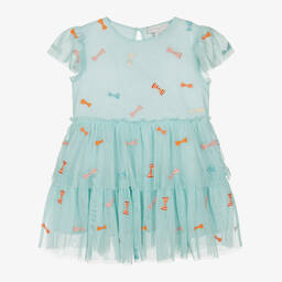 Stella McCartney Kids-Girls Blue Tulle Bows Dress | Childrensalon Outlet