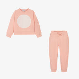 Stella McCartney Kids-Girls Cotton Pink Logo Jogger Set | Childrensalon Outlet