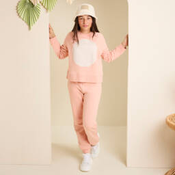 Stella McCartney Kids-Girls Cotton Pink Logo Jogger Set | Childrensalon Outlet