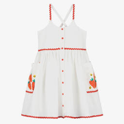 Stella McCartney Kids-Girls Cream Berry Adorned Frock | Childrensalon Outlet