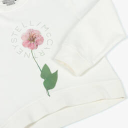 Stella McCartney Kids-Кремовый хлопковый пуловер с цветочным узором для девочек | Childrensalon Outlet