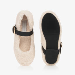 Stella McCartney Kids-Кремовые флисовые туфли с пряжками для девочек | Childrensalon Outlet