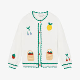 Stella McCartney Kids-Кремовый вязаный кардиган с фруктами для девочек | Childrensalon Outlet