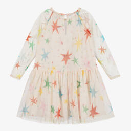 Stella McCartney Kids-فستان تول بطبعة نجوم لون عاجي | Childrensalon Outlet