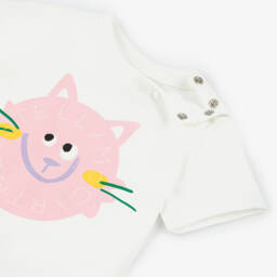 Stella McCartney Kids-Girls Creamy Cat Cotton Tee | Childrensalon Outlet