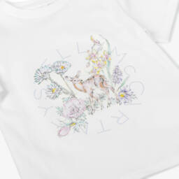 Stella McCartney Kids-Girls Creamy Deer Emblem Tee | Childrensalon Outlet