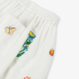 Stella McCartney Kids-Girls Creamy Linen Floral Skirt | Childrensalon Outlet
