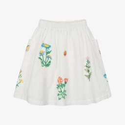 Stella McCartney Kids-Girls Creamy Linen Floral Skirt | Childrensalon Outlet