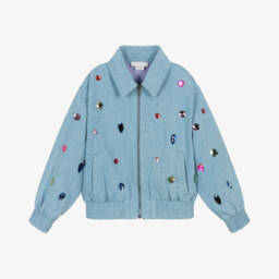 Stella McCartney Kids-Джинсовая куртка с блестящими камнями для девочек | Childrensalon Outlet