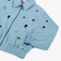 Stella McCartney Kids-Джинсовая куртка с блестящими камнями для девочек | Childrensalon Outlet