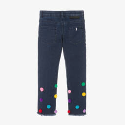 Stella McCartney Kids-Girls Denim Jeans with Pom-Poms | Childrensalon Outlet