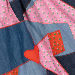 Stella McCartney Kids-فستان دنيم وشامبراي لون أزرق | Childrensalon Outlet