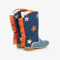 Stella McCartney Kids-Girls Denim Star Western Boots | Childrensalon Outlet